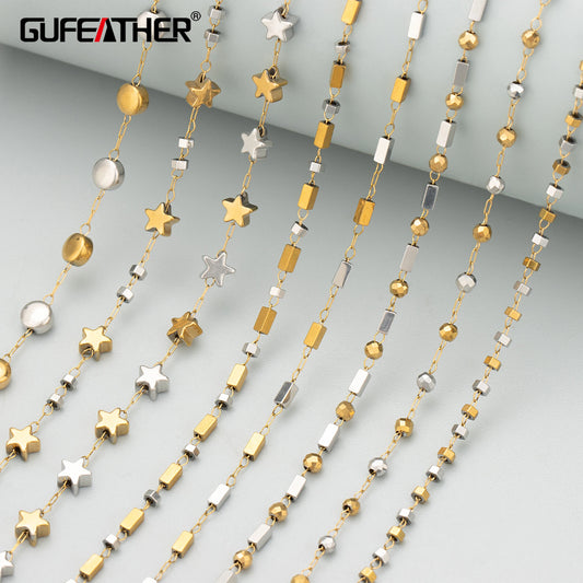 GUFEATHER C380, chaîne, acier inoxydable, sans nickel, pass REACH, fait à la main, breloques, collier bracelet à bricoler soi-même, fabrication de bijoux, 1 m/lot 