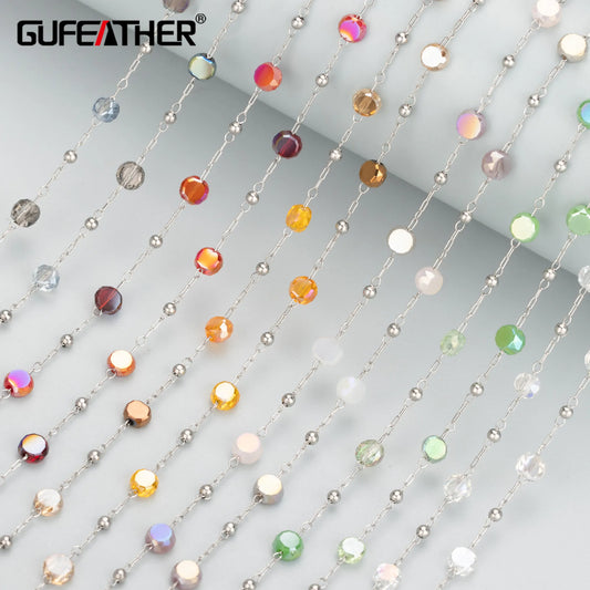 GUFEATHER C300,diy chain,stainless steel,glass,jewelry findings,hand made,diy bracelet necklace,jewelry making supplies,1m/lot