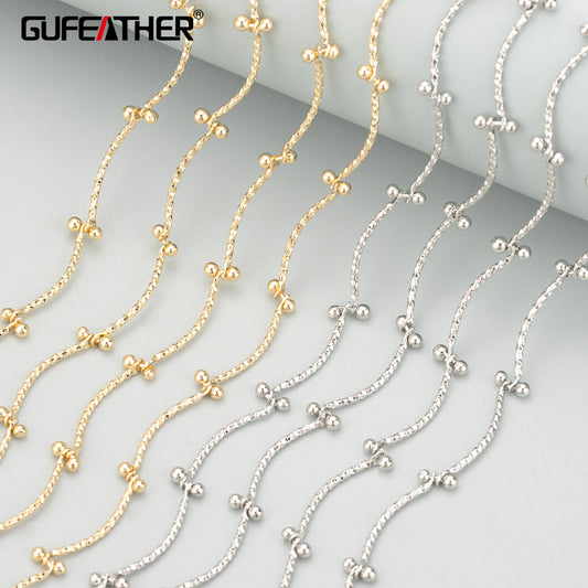 GUFEATHER C367, cadena, chapado en oro rodio de 18k, cobre, pass REACH, sin níquel, hecho a mano, fabricación de joyas, collar de pulsera diy, 1 m/lote 