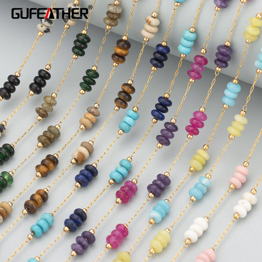 GUFEATHER C331,chain,stainless steel,natural stone,nickel free,jewelry making findings,hand made,diy bracelet necklace,1m/lot