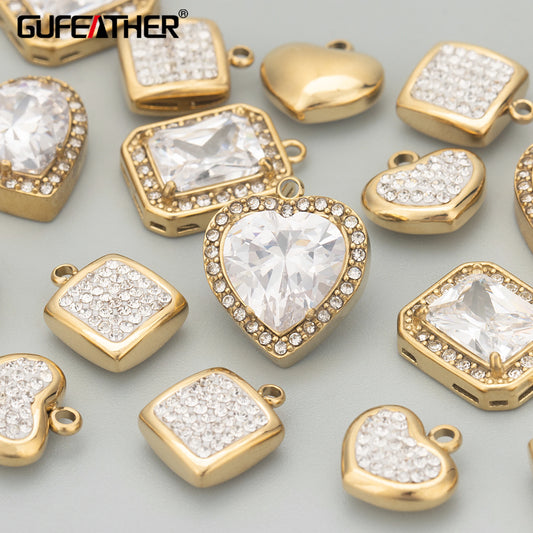 GUFEATHER ME11,jewelry accessories,316L stainless steel,zircon,nickel free,charms,hand made,jewelry making,diy pendants,4pcs/lot