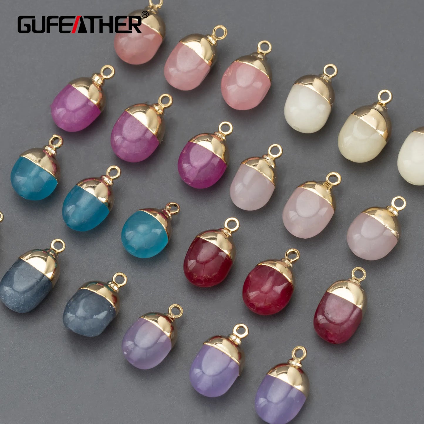 GUFEATHER MA43,jewelry accessories,nickel free,18k gold plated,copper metal,natural stone,jewelry making,diy pendants,6pcs/lot