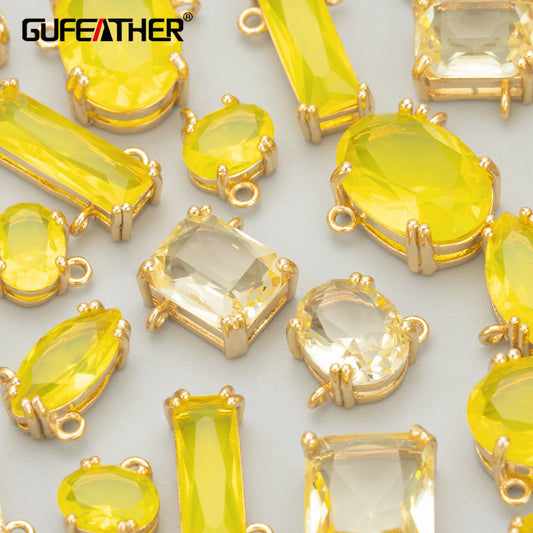 GUFEATHER MC88, accessoires de bijoux, plaqué or 18 carats, sans nickel, cuivre, verre, fait à la main, fabrication de bijoux, breloque, pendentifs diy, 6 pièces/lot 