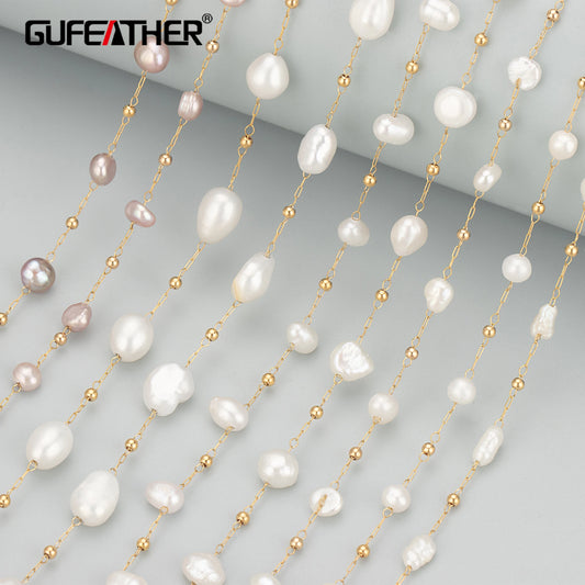 GUFEATHER C323, chaîne, acier inoxydable, sans nickel, perle naturelle, fait à la main, découvertes de bijoux, collier bracelet à bricoler soi-même, 1 m/lot 