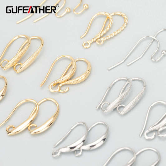 GUFEATHER MB65, accessoires de bijoux, crochets, sans nickel, plaqué rhodium or 18 carats, cuivre, breloques, boucles d'oreilles à faire soi-même, fabrication de bijoux, 50 pièces/lot 