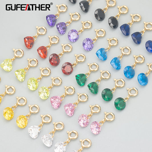 GUFEATHER MD91,jewelry accessories,18k gold plated,copper,zircons,hand made,charms,diy pendants,jewelry making,6pcs/lot