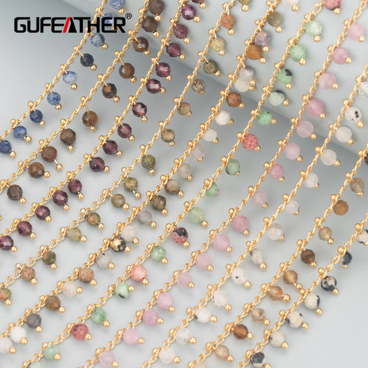 GUFEATHER C82, accesorios de joyería, pass REACH, sin níquel, chapado en oro de 18 k, piedra natural, fabricación de joyas, collar de cadena diy, 1 m/lote 