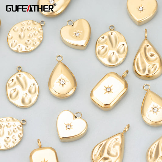 GUFEATHER MD87,jewelry accessories,316L stainless steel,nickel free,zircons,charms,diy pendants,jewelry making,4pcs/lot