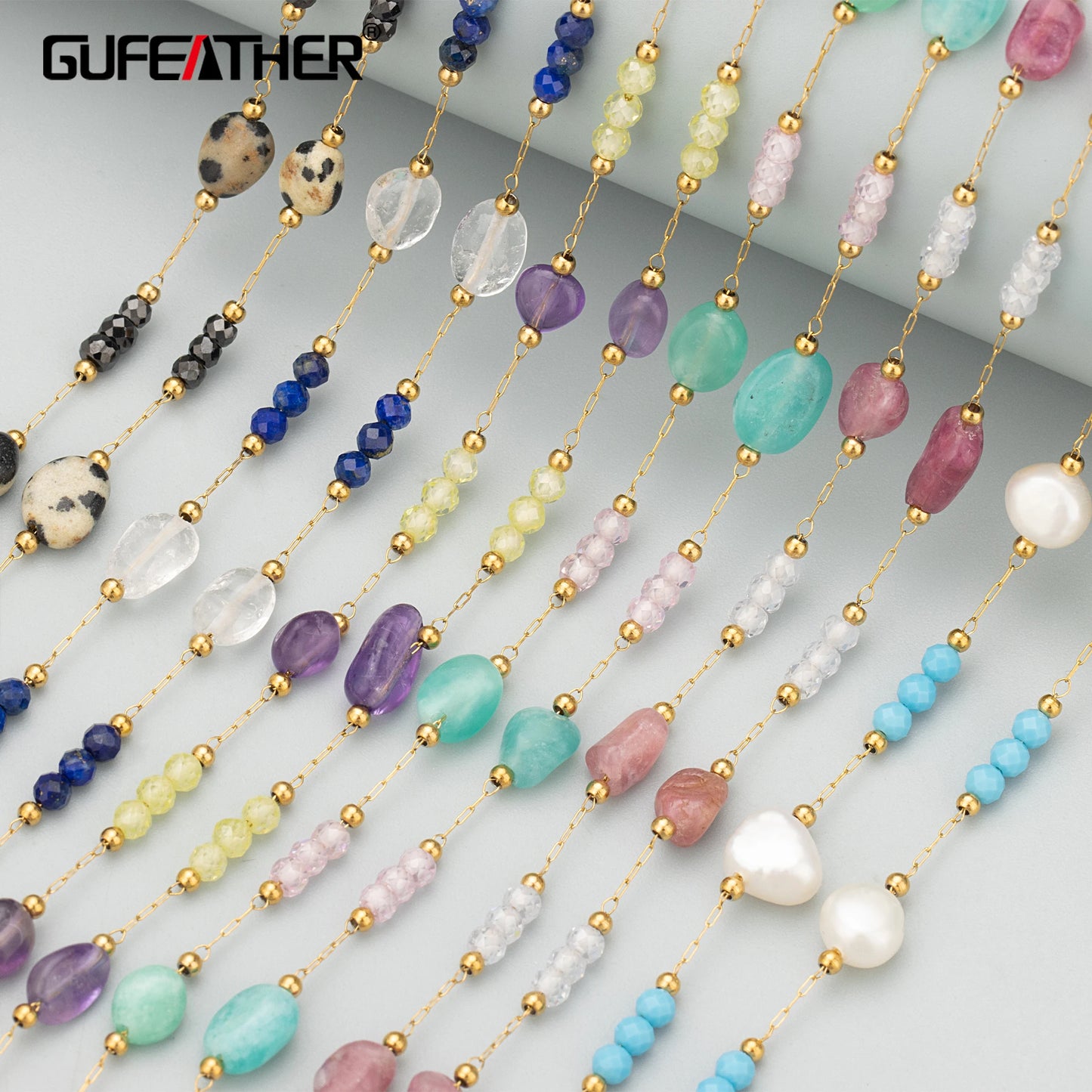 GUFEATHER C382,chain,stainless steel,nickel free,natural stone,hand made,charms,jewelry making,diy bracelet necklace,1m/lot