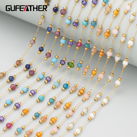 GUFEATHER C376,chain,stainless steel,nickel free,natural stone,charms,hand made,diy bracelet necklace,jewelry making,1m/lot