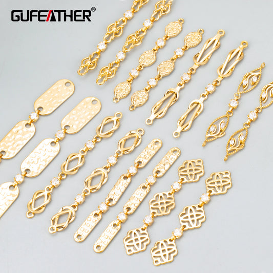 GUFEATHER MD62,jewelry accessories,thick gold,0.2 mircons,rhodium plated,copper,zircons,jewelry making,diy pendants,6pcs/lot