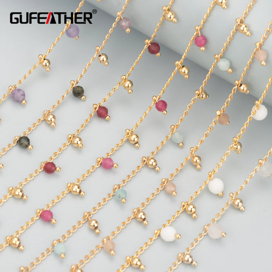 GUFEATHER C59, accesorios de joyería, pass REACH, sin níquel, chapado en oro de 18k, metal de cobre, piedra natural, collar de cadena diy, 1 m/lote 