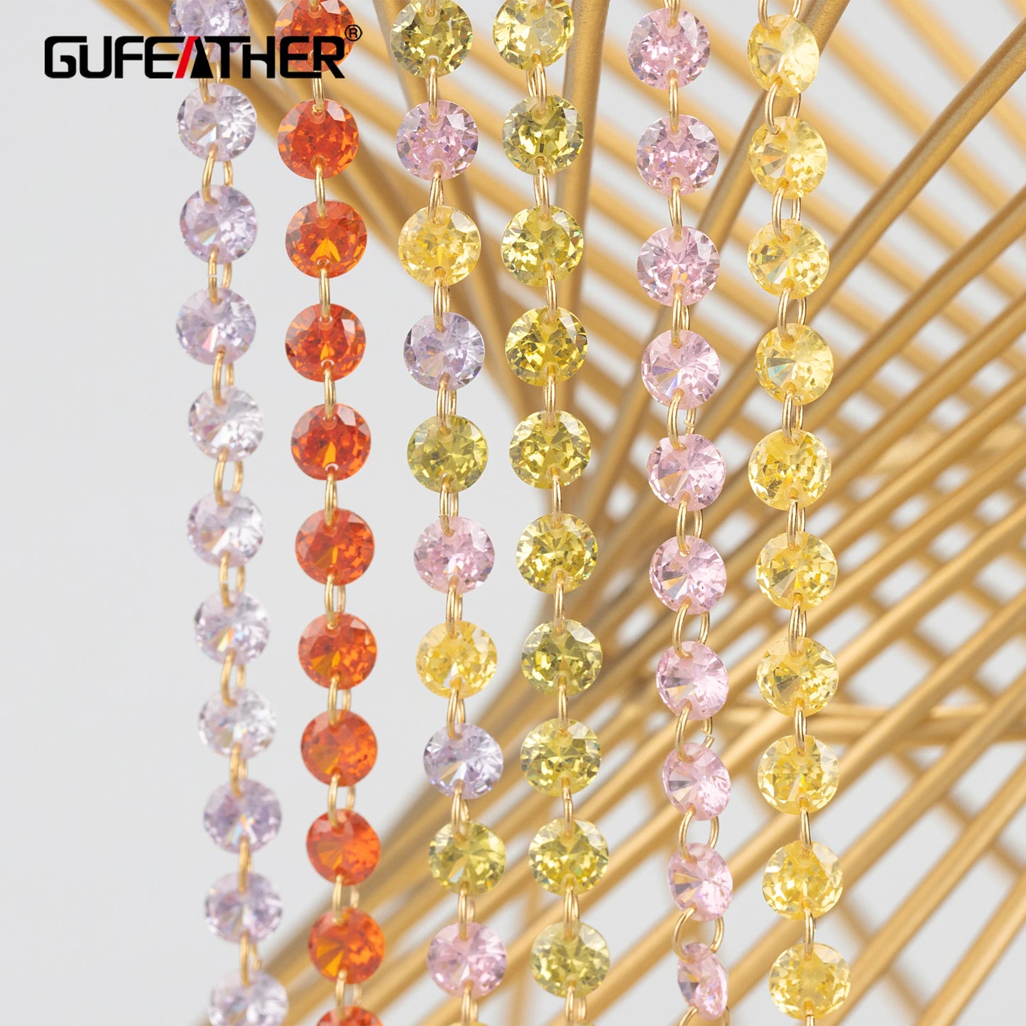 GUFEATHER C337,chain,zircons,18k gold plated,copper,nickel free,jewelry making,charms,hand made,diy bracelet necklace,20cm/lot