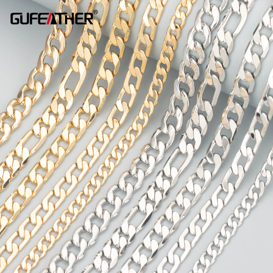 GUFEATHER C159,diy chain,pass REACH,nickel free,18k gold rhodium plated,copper,jewelry making,diy bracelet necklace,1m/lot