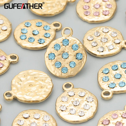 GUFEATHER ME12,jewelry accessories,316L stainless steel,zircon,nickel free,charms,hand made,diy pendants,jewelry making,4pcs/lot