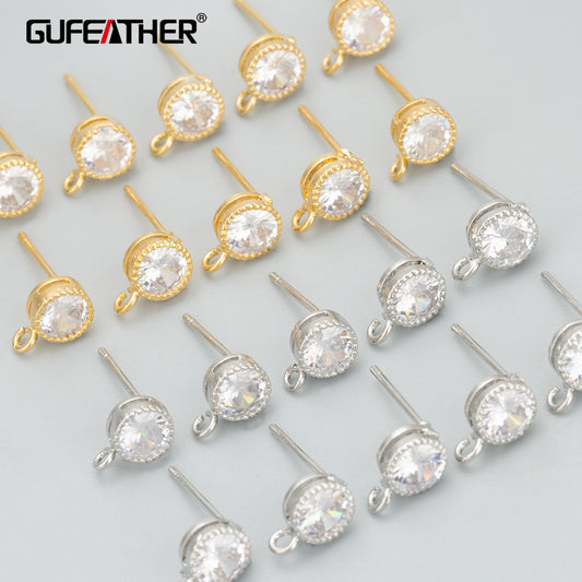 GUFEATHER MD32,jewelry accessories,18k gold rhodium plated,copper,zircons,hand made,charms,jewelry making,diy earrings,10pcs/lot
