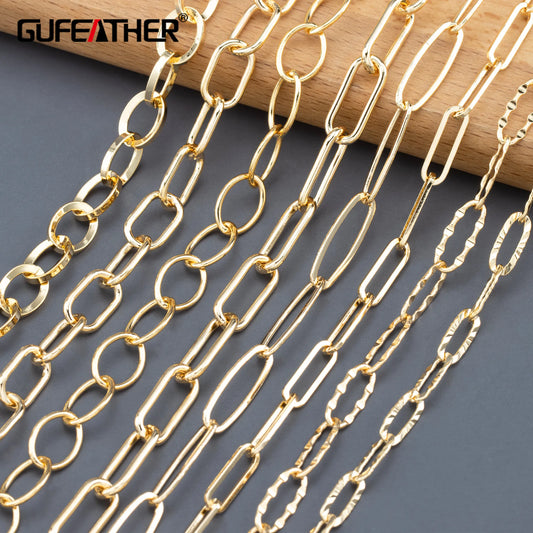 GUFEATHER C126, accesorios de joyería, cadena diy, pass REACH, sin níquel, chapado en oro de 18 k, fabricación de joyas, collar de pulsera diy, 1 m/lote 