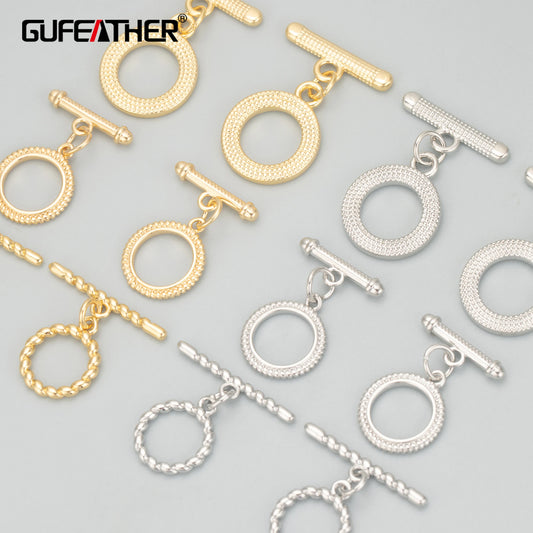 GUFEATHER MD10, accesorios de joyería, chapado en rodio de oro de 18 k, sin níquel, cobre, fabricación de joyas, cierre ot, ganchos conectores, 6 unids/lote 