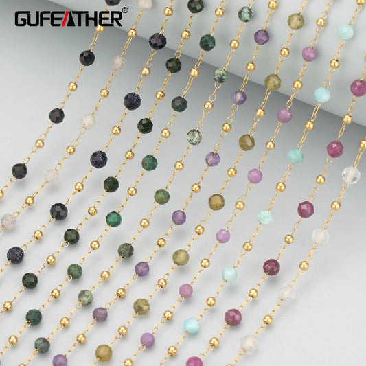 GUFEATHER C330,chain,stainless steel,nickel free,natural stone,hand made,jewelry making findings,diy bracelet necklace,1m/lot