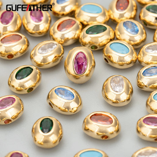 GUFEATHER ME29, accesorios de joyería, chapado en oro de 18k, cobre, circonitas, sin níquel, dijes, fabricación de joyas, colgantes diy, 6 unids/lote 