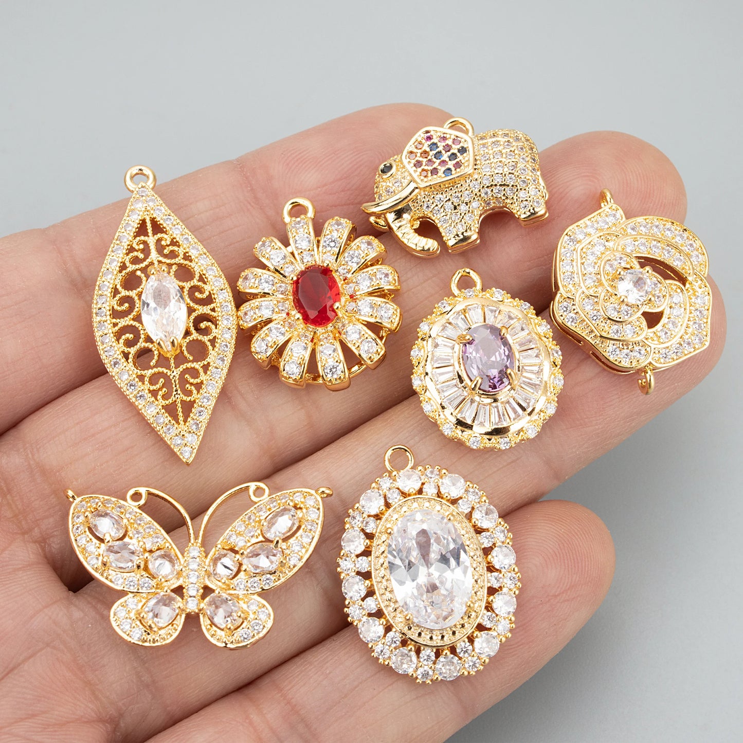 GUFEATHER ME49,jewelry accessories,18k gold plated,copper,zircons,hand made charms,jewelry making,diy pendants,6pcs/lot