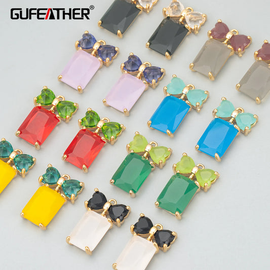 GUFEATHER MD85,jewelry accessories,18k gold plated,copper,glass,jewelry making,handmade,charms,diy pendants,4pcs/lot