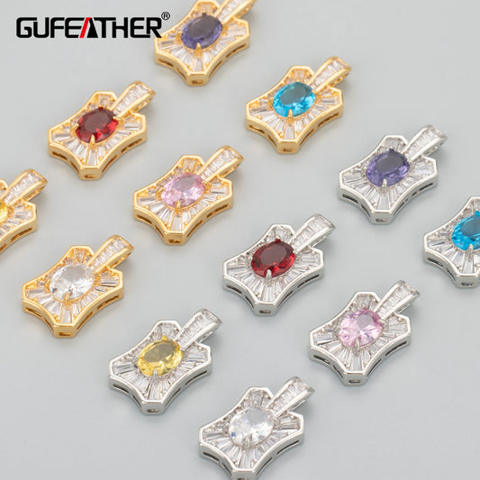 GUFEATHER MB53,jewelry accessories,18k gold rhodium plated,nickel free,copper,zircons,glass,diy pendants,jewelry making,1pcs/lot