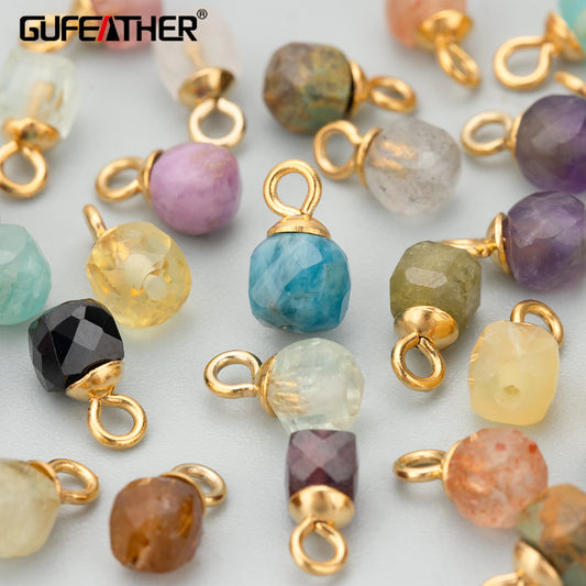 GUFEATHER ME13, accessoires de bijoux, acier inoxydable, pierre naturelle, fait à la main, fabrication de bijoux, breloques, pendentifs diy, 10 pièces/lot 