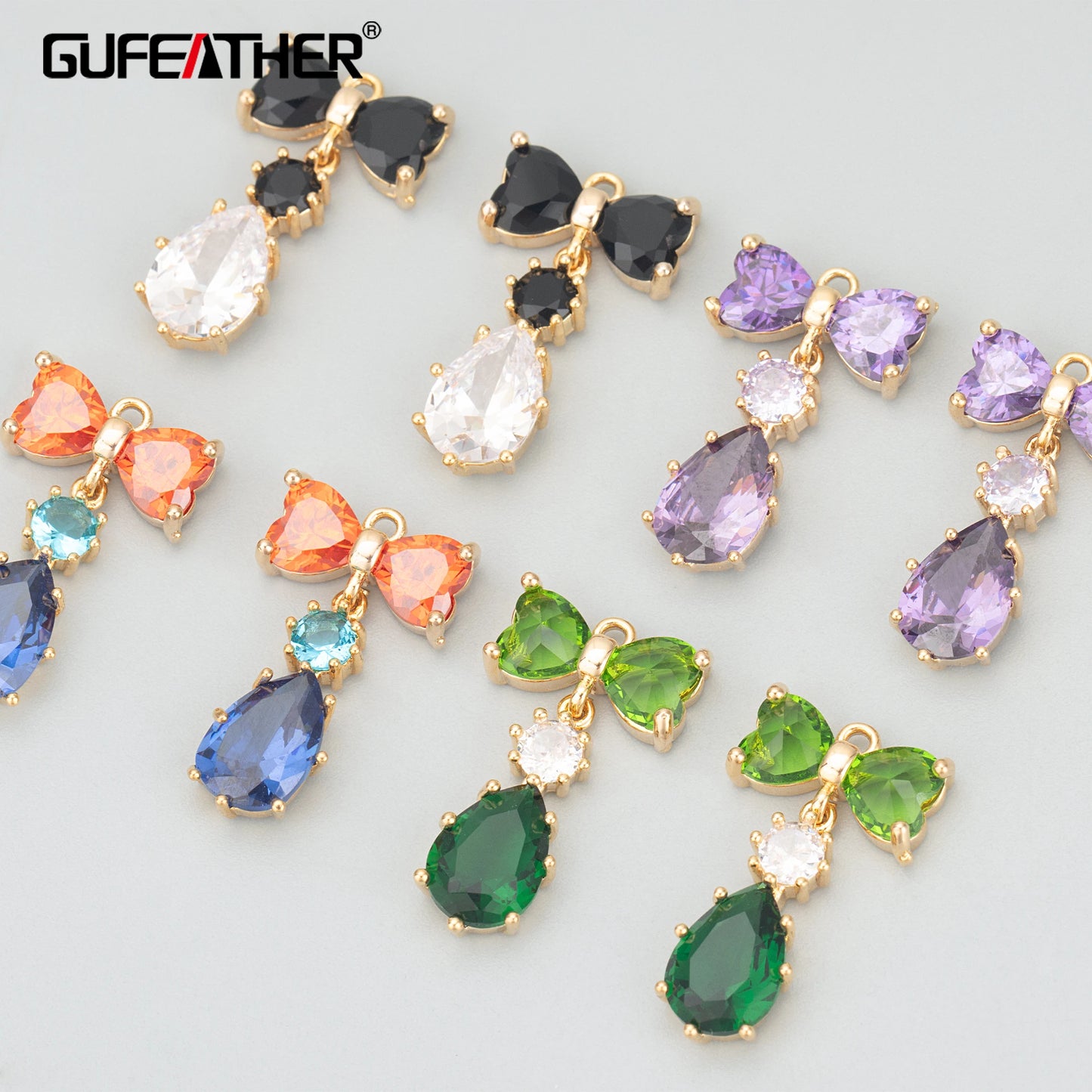 GUFEATHER MD86,jewelry accessories,18k gold plated,copper,zircons,glass,hand made,charms,jewelry making,diy pendants,4pcs/lot