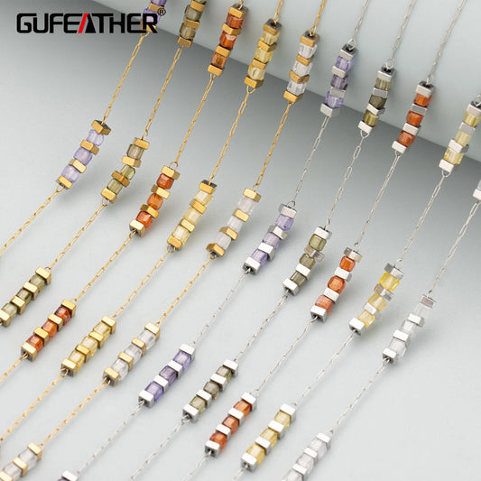 GUFEATHER C381,chain,stainless steel,nickel free,pass REACH,zircons,hand made,charms,jewelry making,diy bracelet necklace,1m/lot