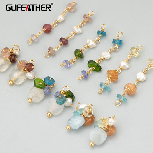GUFEATHER ME28,jewelry accessories,18k gold plated,copper,natural stone,hand made,charms,diy pendants,jewelry making,2pcs/lot