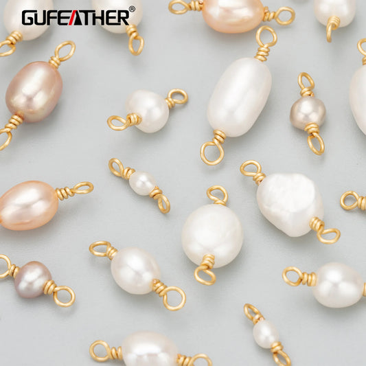 GUFEATHER MD29, accessoires de bijoux, fabriqués à la main, perle naturelle de haute qualité, fabrication de bijoux, pendentifs diy, connecteur de perle, 6 pièces/lot 
