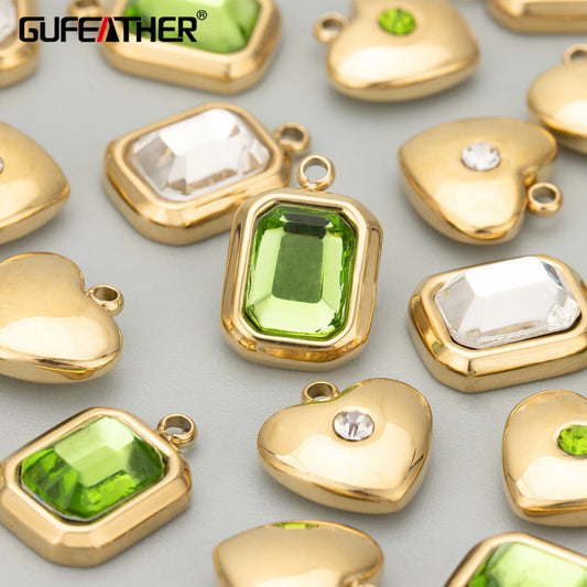 GUFEATHER ME14,jewelry accessories,316L stainless steel,zircon,nickel free,hand made,jewelry making,charms,diy pendants,6pcs/lot