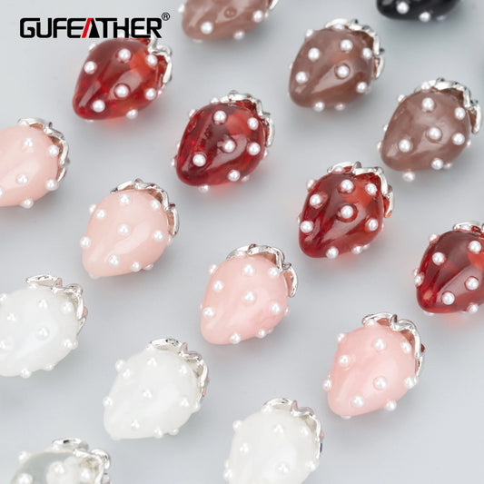 GUFEATHER MB69B,jewelry accessories,copper,plastic,jewelry findings,strawberry shape,hand made,charms,diy pendant,10pcs/lot