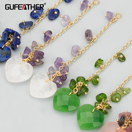 GUFEATHER ME46,jewelry accessories,18k gold plated,copper,natural stone,hand made,charms,jewelry making,diy pendants,2pcs/lot