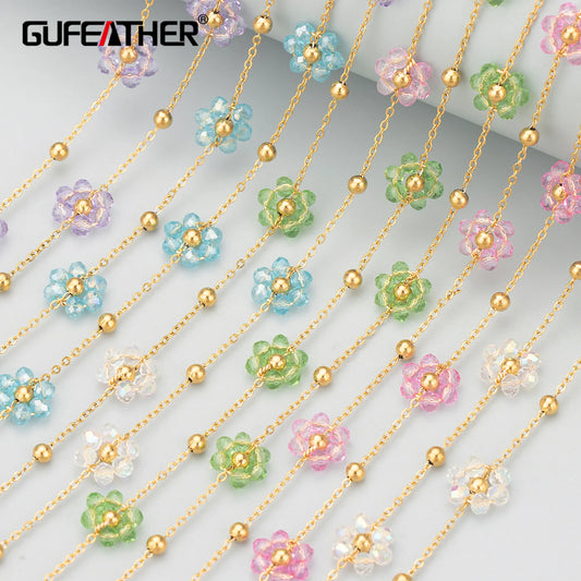 GUFEATHER C363,chain,natural beads,stainless steel,nickel free,jewelry making,hand made,charms,diy bracelet necklace,1m/lot