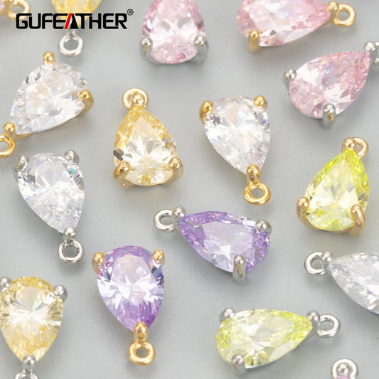 GUFEATHER MD17,jewelry accessories,18k gold rhodium plated,copper,AAA zircons,charms,diy pendants,jewelry making,10pcs/lot