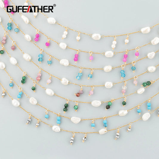 GUFEATHER C355,diy chain,nickel free,stainless steel,natural pearl,charms,jewelry making,hand made,diy bracelet necklace,1m/lot