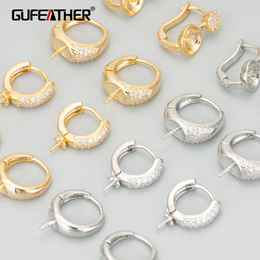 GUFEATHER MC79, accessoires de bijoux, plaqué rhodium or 18 carats, sans nickel, cuivre, zircons, breloques, fabrication de bijoux, crochets fermoirs, 6 pièces/lot 