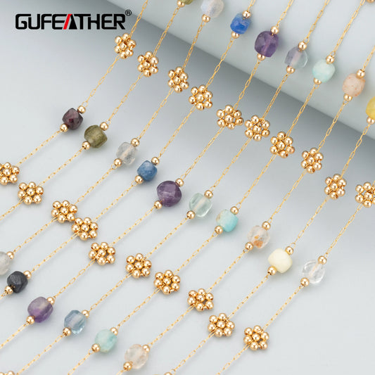 GUFEATHER C317, chaîne de bricolage, acier inoxydable, pass REACH, sans nickel, pierre naturelle, perle, collier de bracelet à bricoler soi-même, fabrication de bijoux, 50 cm/lot 