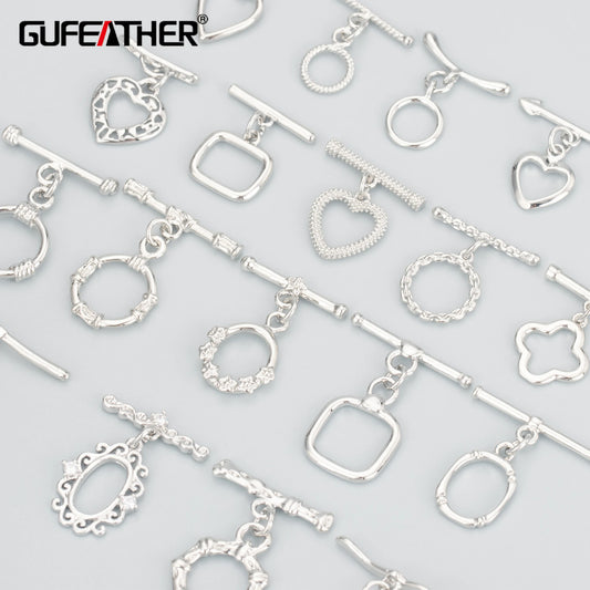 GUFEATHER M857, accesorios de joyería, cierre ot, chapado en rodio, sin níquel, collar de pulsera conector, fabricación de joyas, 10 unids/lote 
