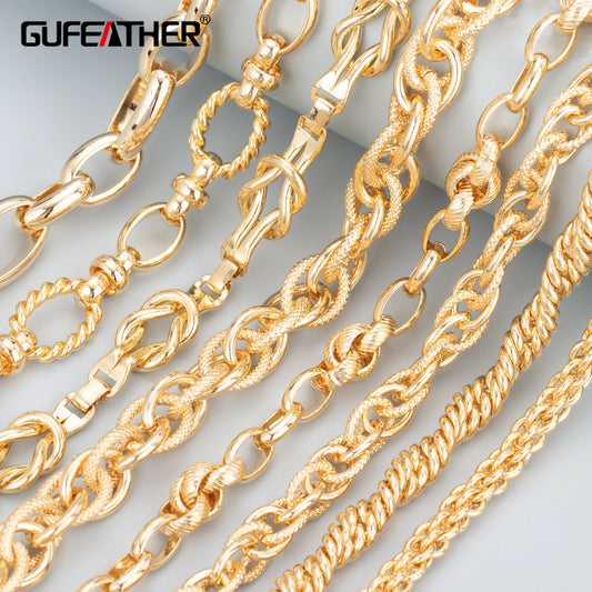 GUFEATHER C172,diy chain,pass REACH,nickel free,18k gold plated,copper metal,charms,diy bracelet necklace,jewelry making,1m/lot