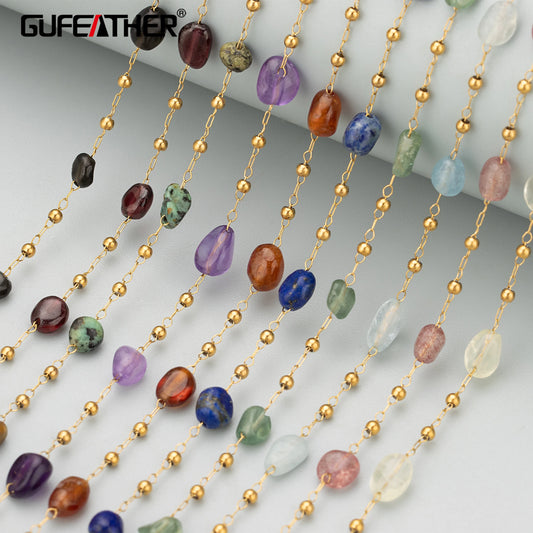 GUFEATHER C378,chain,stainless steel,nickel free,natural stone,charms,hand made,jewelry making,diy bracelet necklace,1m/lot