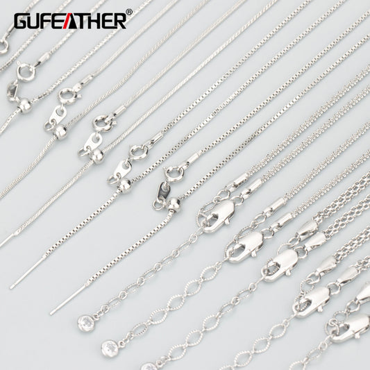 GUFEATHER MB68, collier fin à la mode, sans nickel, plaqué rhodium or 18 carats, chaîne de bricolage, collier mash up, un pcs/lot 