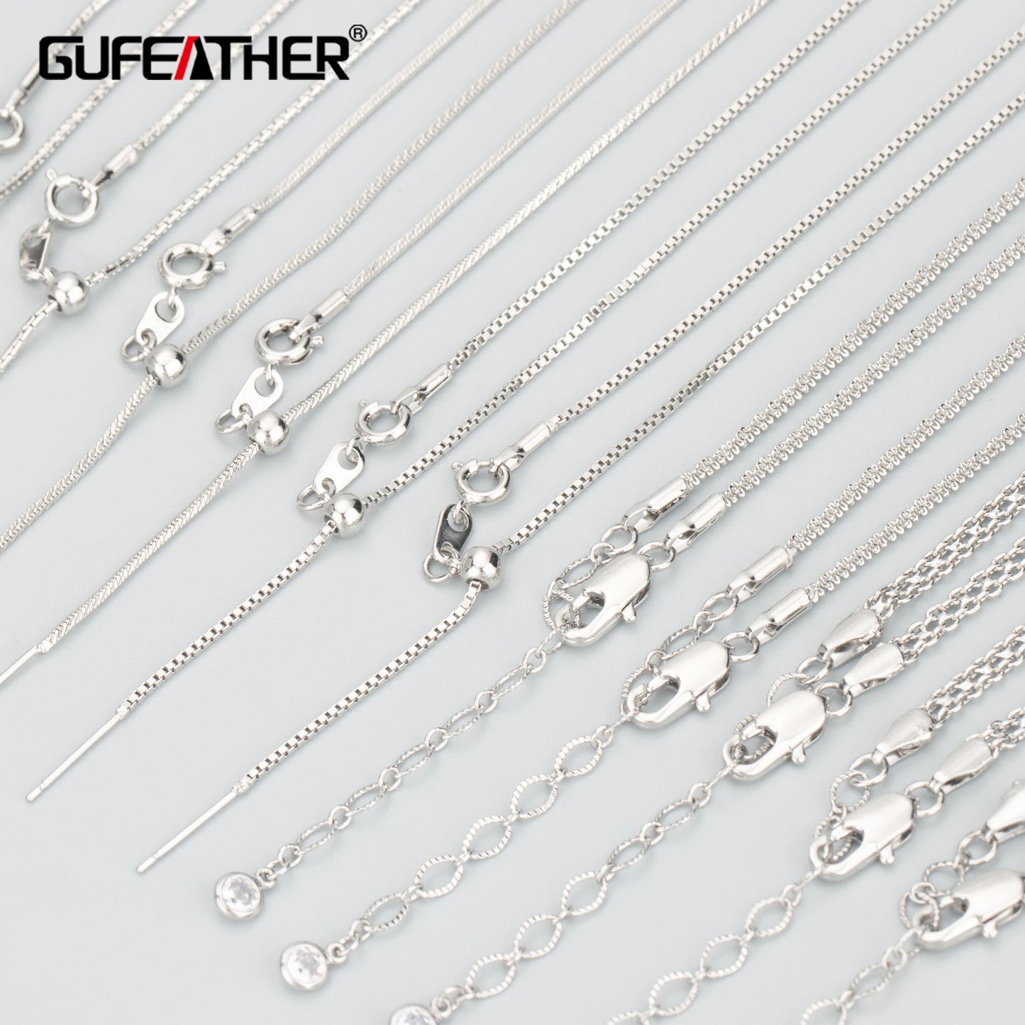 GUFEATHER MB68, collier fin à la mode, sans nickel, plaqué rhodium or 18 carats, chaîne de bricolage, collier mash up, un pcs/lot 
