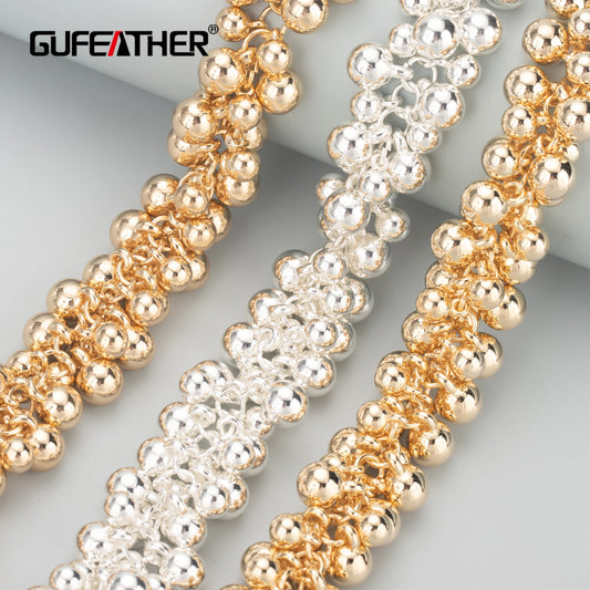 GUFEATHER C173, accesorios de cadena, pass REACH, sin níquel, chapado en oro de 18k, plata, oro kc, collar diy, fabricación de joyas, 50 cm/lote 
