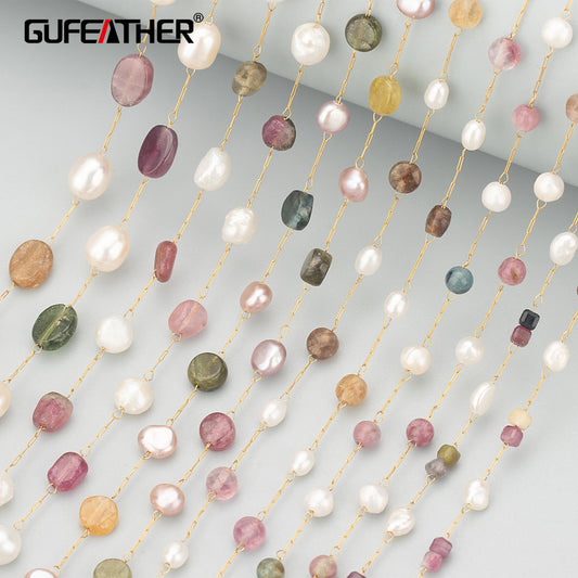 GUFEATHER C339,chain,AAA pearl,tourmaline,stainless steel,nickel free,jewelry making,hand made,diy bracelet necklace,50cm/lot
