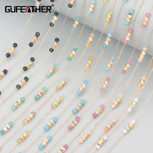 GUFEATHER C292, chaîne de bricolage, acier inoxydable, pierre naturelle, fait à la main, perles, résultats de fabrication de bijoux, collier de bracelet à faire soi-même, 1 m/lot 