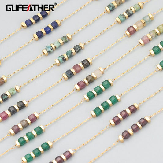 GUFEATHER C366,chain,natural stone,stainless steel,nickel free,jewelry making,charms,hand made,diy bracelet necklace,1m/lot