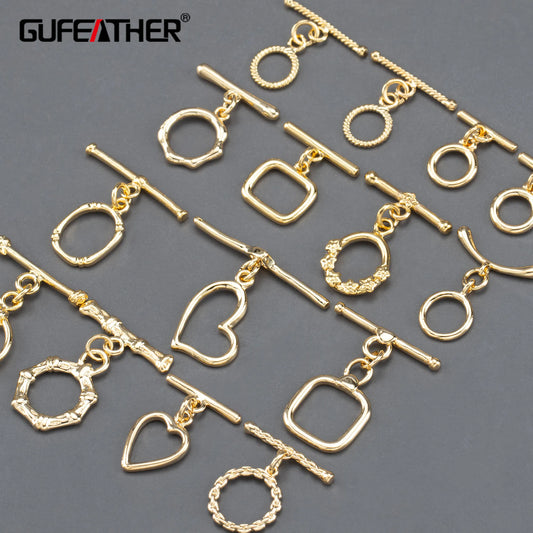 GUFEATHER M865,jewelry accessories,nickel free,18k gold plated,connector hook,ot clasp,copper,jewelry making findings,10pcs/lot